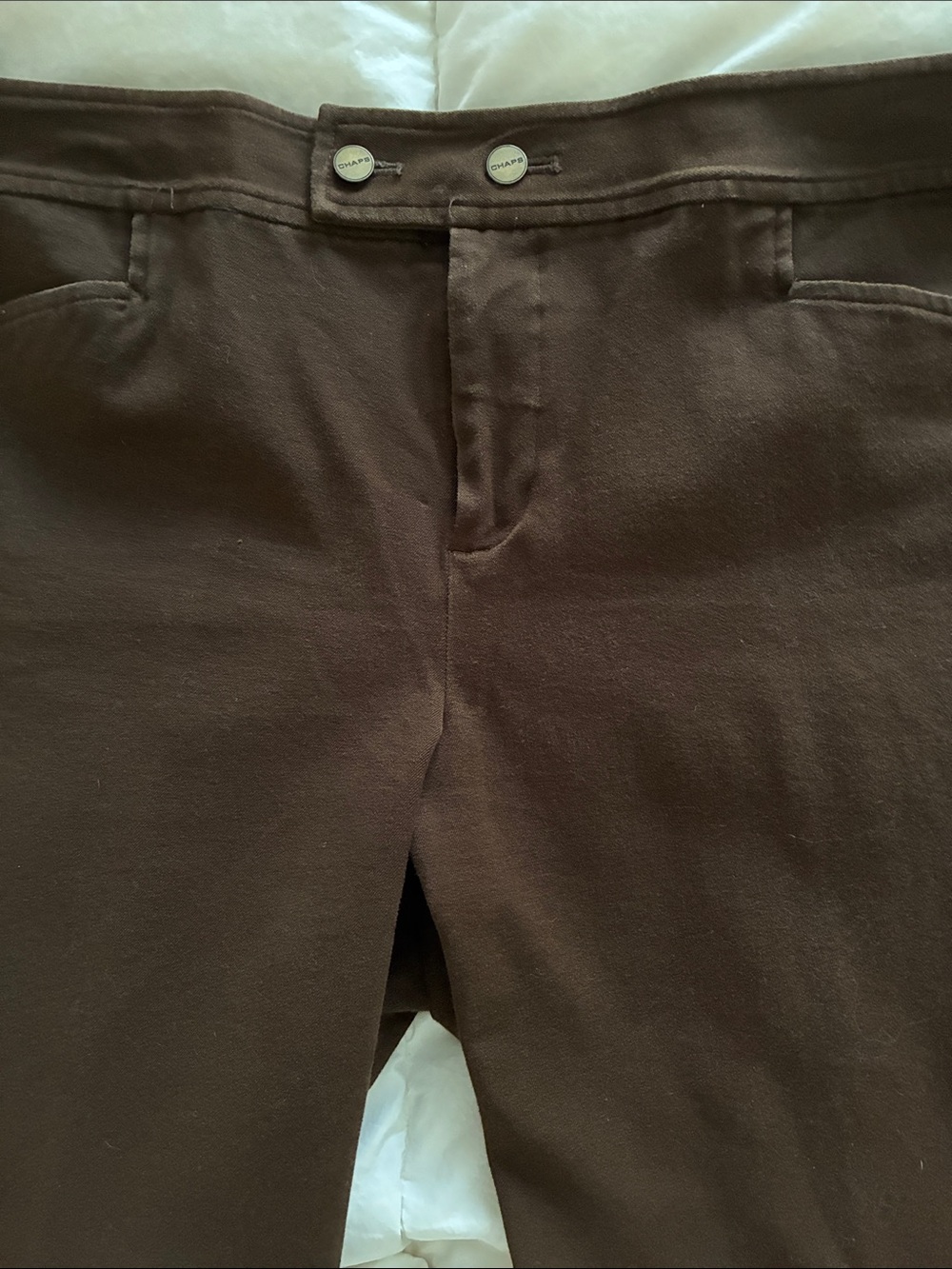 Chaps Dark Brown Women's Trousers with Dual Button Waist